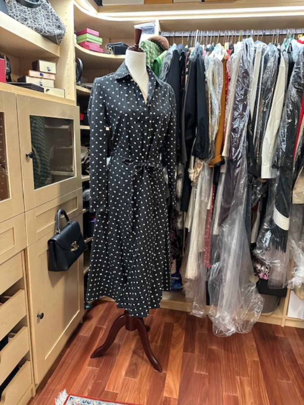 Rosetta Getty Polka Black/White Dot Print Size Six Long Dress - Picture 3 of 10
